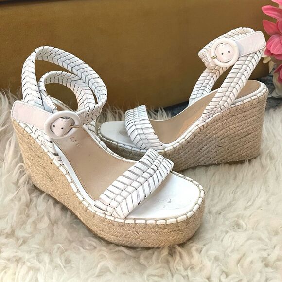 Veronica Beard Shoes - Veronica Beard Rilla Wedge Espadrille Ankle Strap Sandals White 7